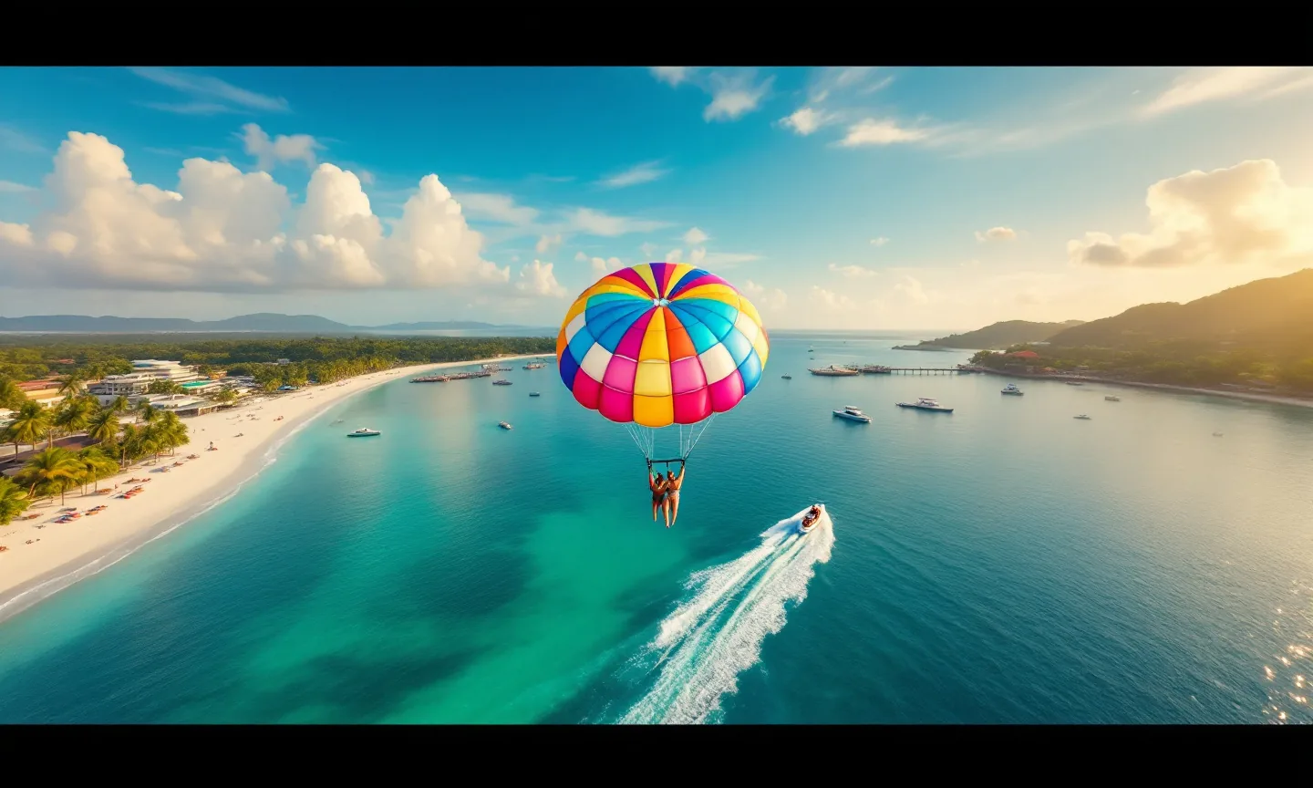 Parasailing Bali hero Parasailing over Tanjung Benoa, Bali (AI-generated illustrative image)